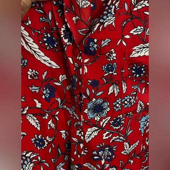 NWT Liz Claiborne Red Floral Split Crew Neck Blouse Sz XXL (20) - Picture 5 of 10